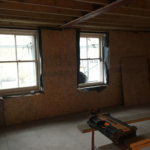 Timber stud walls, insulated with Celotex insulation and boarded with OSB eliminates transfer of damp from the external walls.