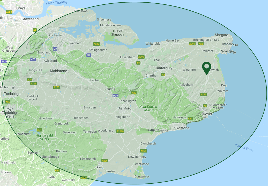 PA Hollingworth, Builders & Electrical Contractors in Kent - Coverage Map